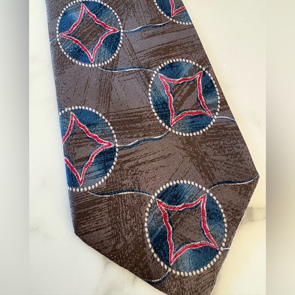 GIORGIO ARMANI vintage grey, blue and red men’s tie - Picture 4 of 8